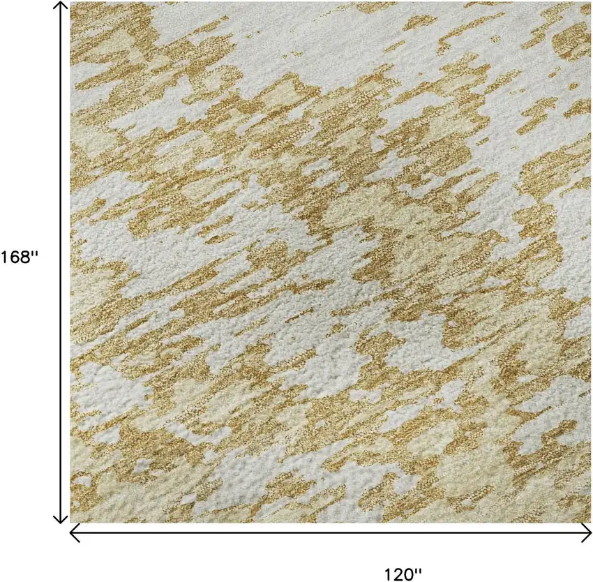 Gold And Ivory Abstract Washable Area Rug With UV Protection Photo 9