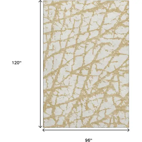 Gold And Ivory Abstract Washable Area Rug With UV Protection Photo 8