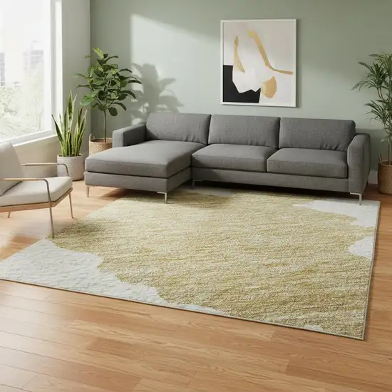Gold And Ivory Abstract Washable Area Rug With UV Protection Photo 2