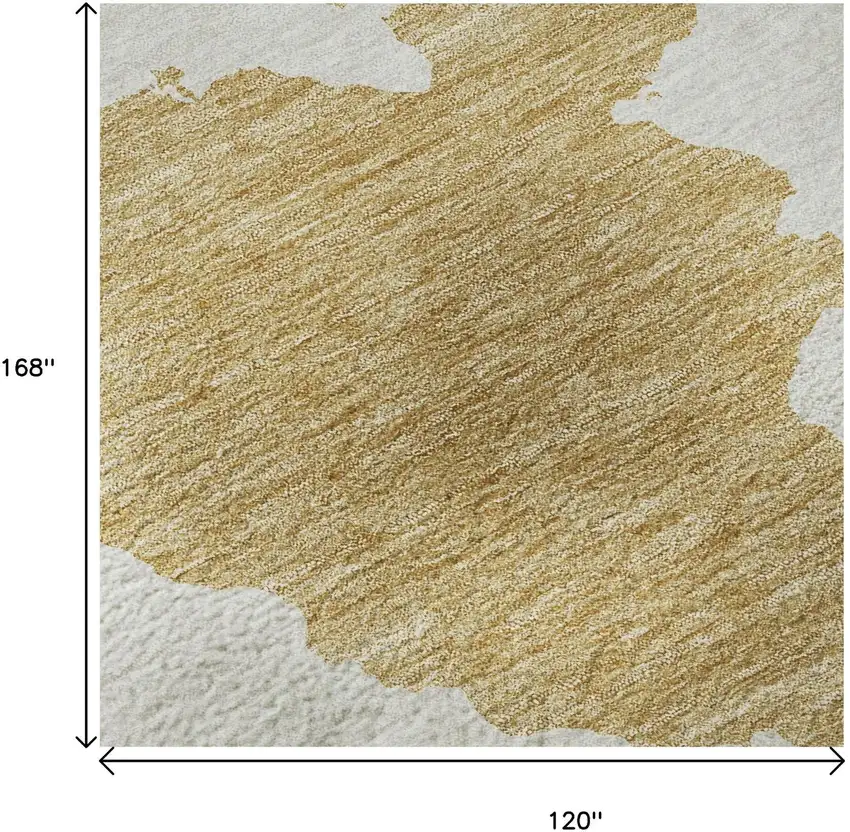 Gold And Ivory Abstract Washable Area Rug With UV Protection Photo 9