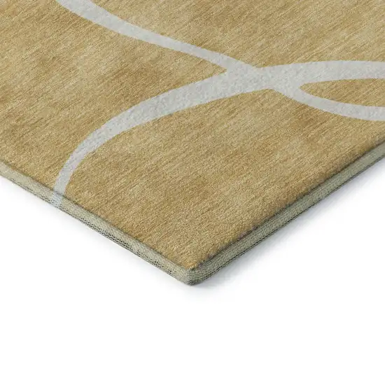 Gold And Ivory Abstract Washable Area Rug With UV Protection Photo 6
