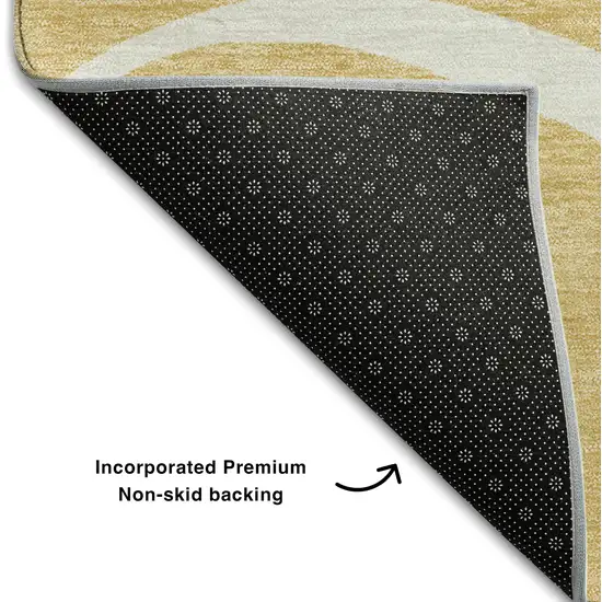 Gold And Ivory Abstract Washable Area Rug With UV Protection Photo 5