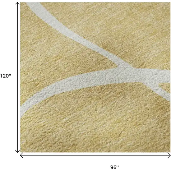 Gold And Ivory Abstract Washable Area Rug With UV Protection Photo 8