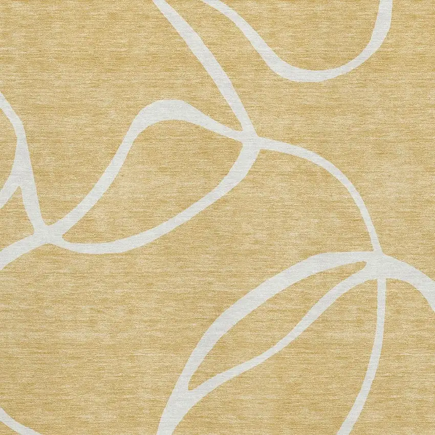 Gold And Ivory Abstract Washable Area Rug With UV Protection Photo 3