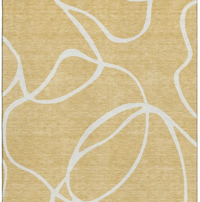 Gold And Ivory Abstract Washable Area Rug With UV Protection Photo 4