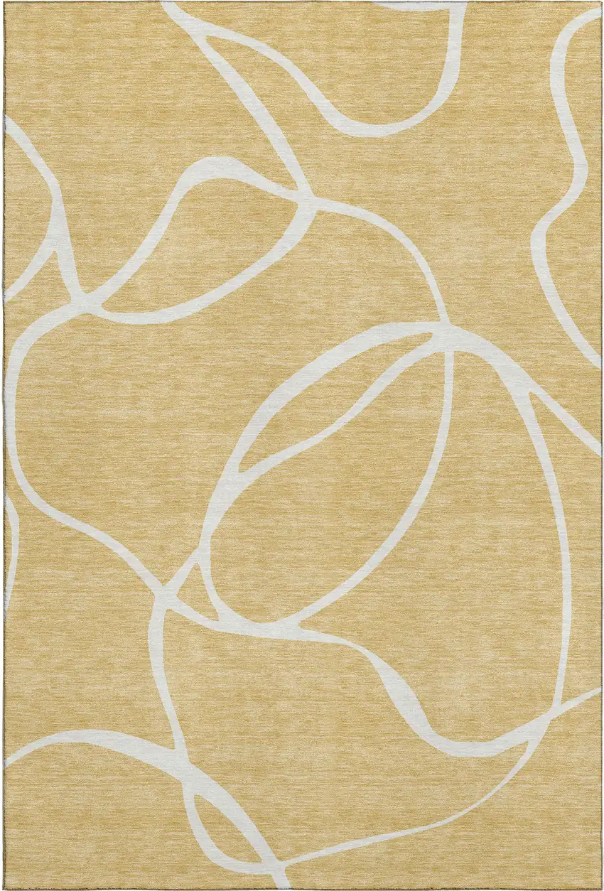 Gold And Ivory Abstract Washable Area Rug With UV Protection Photo 4