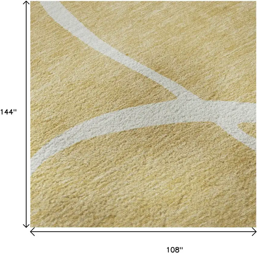 Gold And Ivory Abstract Washable Area Rug With UV Protection Photo 9