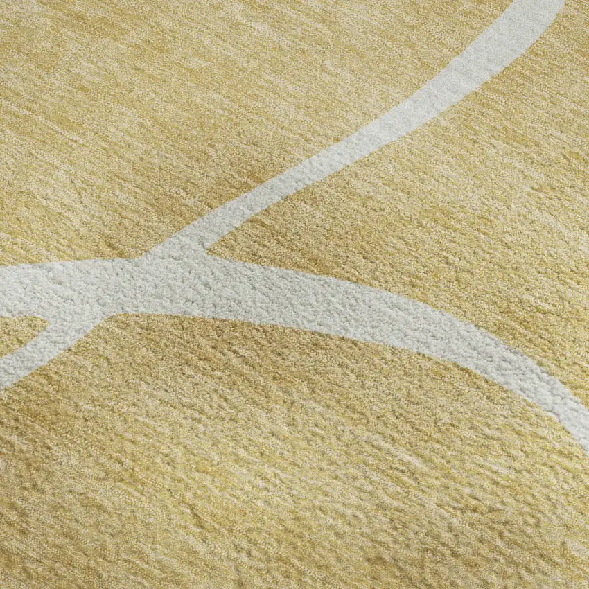 Gold And Ivory Abstract Washable Area Rug With UV Protection Photo 2