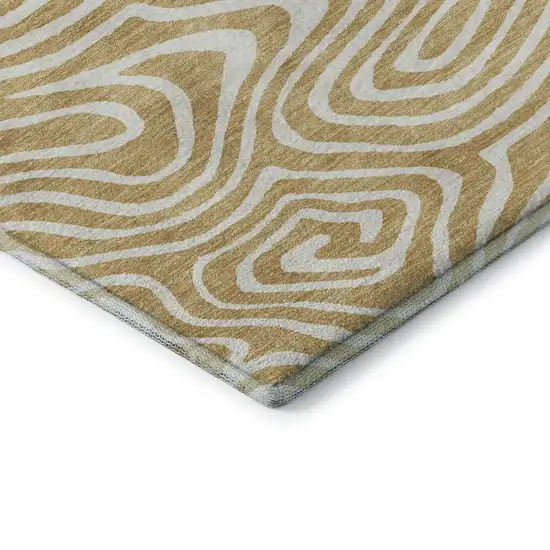 Gold And Ivory Abstract Washable Area Rug With UV Protection Photo 7