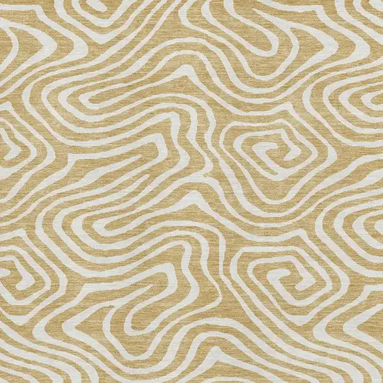 Gold And Ivory Abstract Washable Area Rug With UV Protection Photo 2