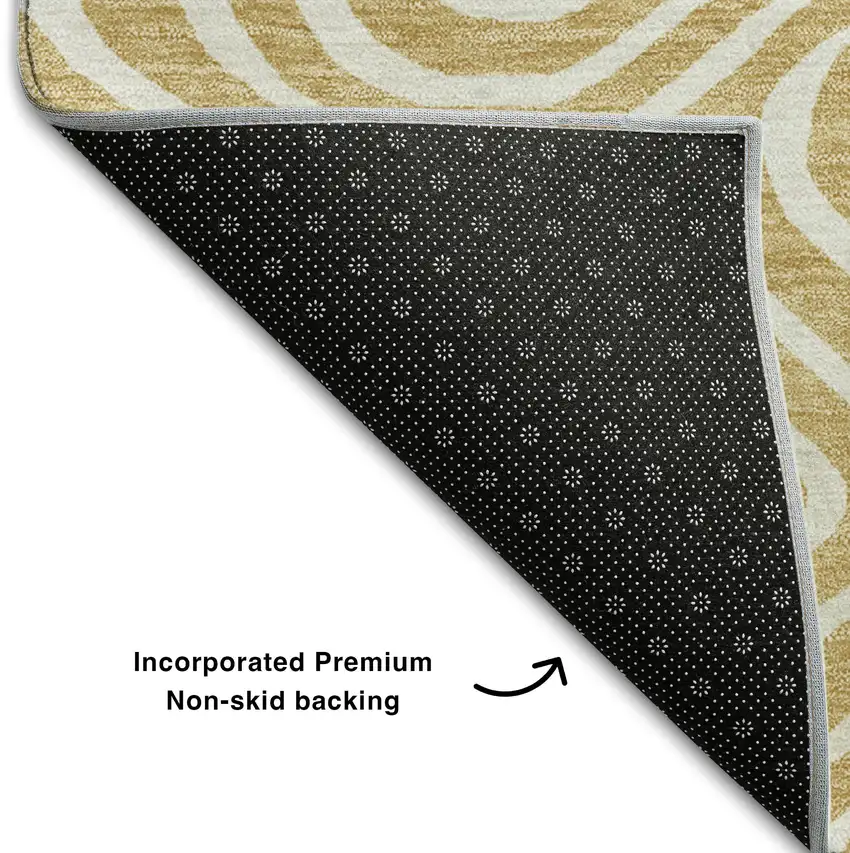 Gold And Ivory Abstract Washable Area Rug With UV Protection Photo 6