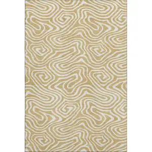 Photo of Gold And Ivory Abstract Washable Area Rug With UV Protection