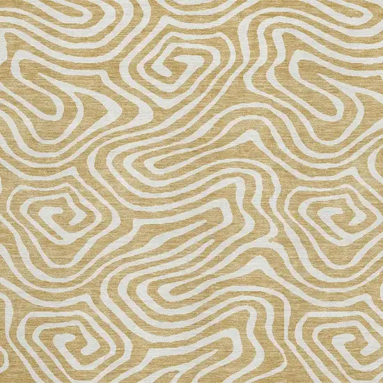 Gold And Ivory Abstract Washable Area Rug With UV Protection Photo 2