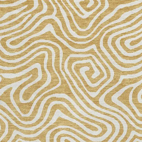 Gold And Ivory Abstract Washable Area Rug With UV Protection Photo 2