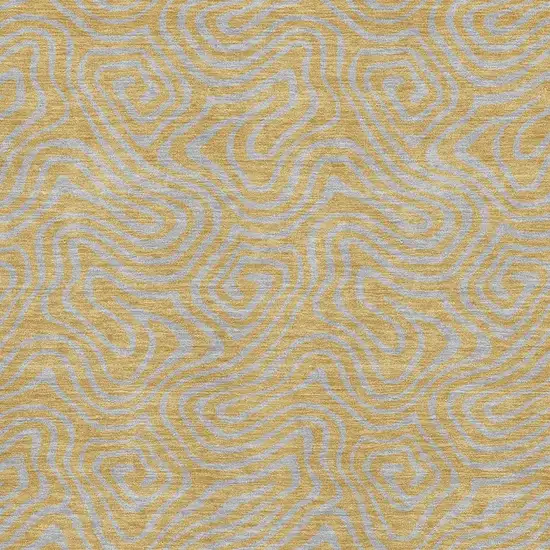 Gold And Ivory Abstract Washable Area Rug With UV Protection Photo 2