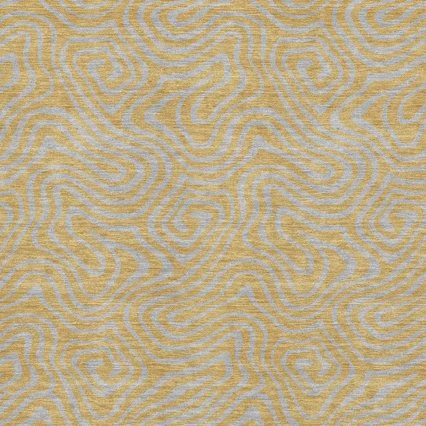 Gold And Ivory Abstract Washable Area Rug With UV Protection Photo 2
