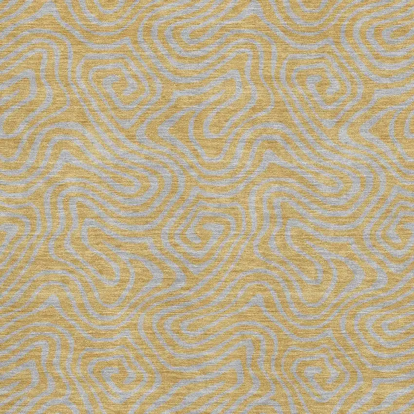 Gold And Ivory Abstract Washable Area Rug With UV Protection Photo 2