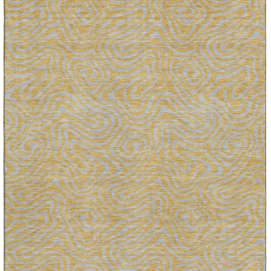 Gold And Ivory Abstract Washable Area Rug With UV Protection Photo 3