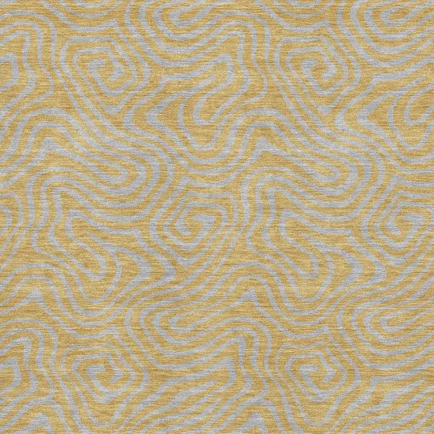 Gold And Ivory Abstract Washable Area Rug With UV Protection Photo 2