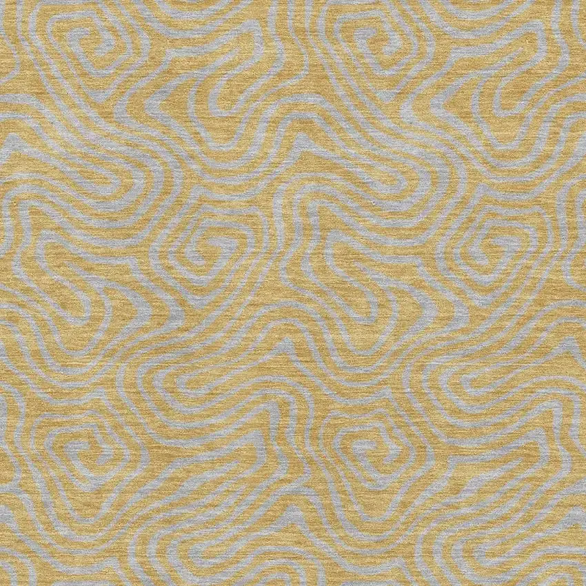 Gold And Ivory Abstract Washable Area Rug With UV Protection Photo 2