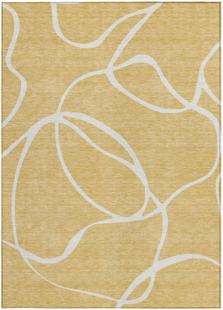 Gold And Ivory Abstract Washable Indoor Outdoor Area Rug Photo 7