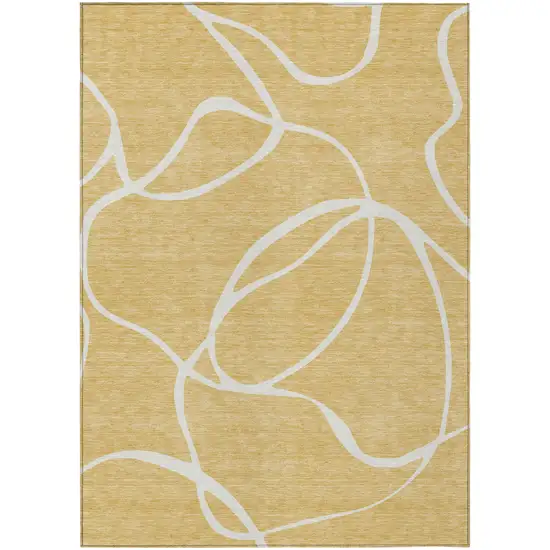 Gold And Ivory Abstract Washable Indoor Outdoor Area Rug Photo 2