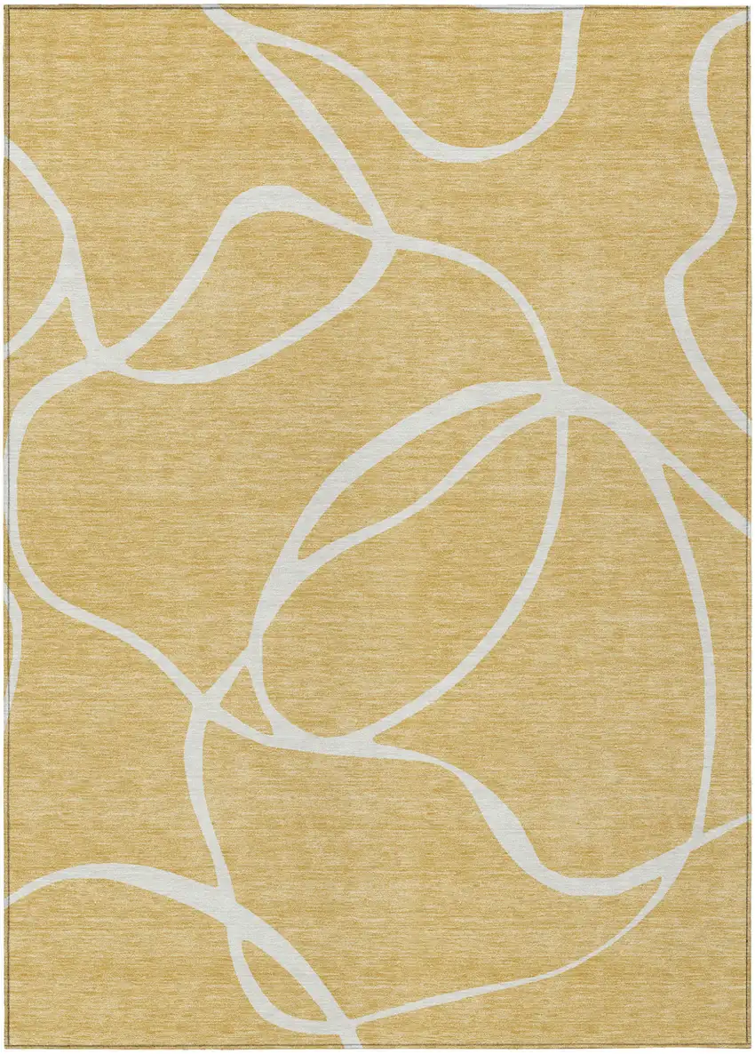 Gold And Ivory Abstract Washable Indoor Outdoor Area Rug Photo 2