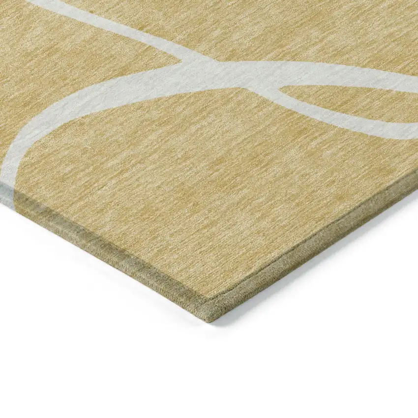 Gold And Ivory Abstract Washable Indoor Outdoor Area Rug Photo 4