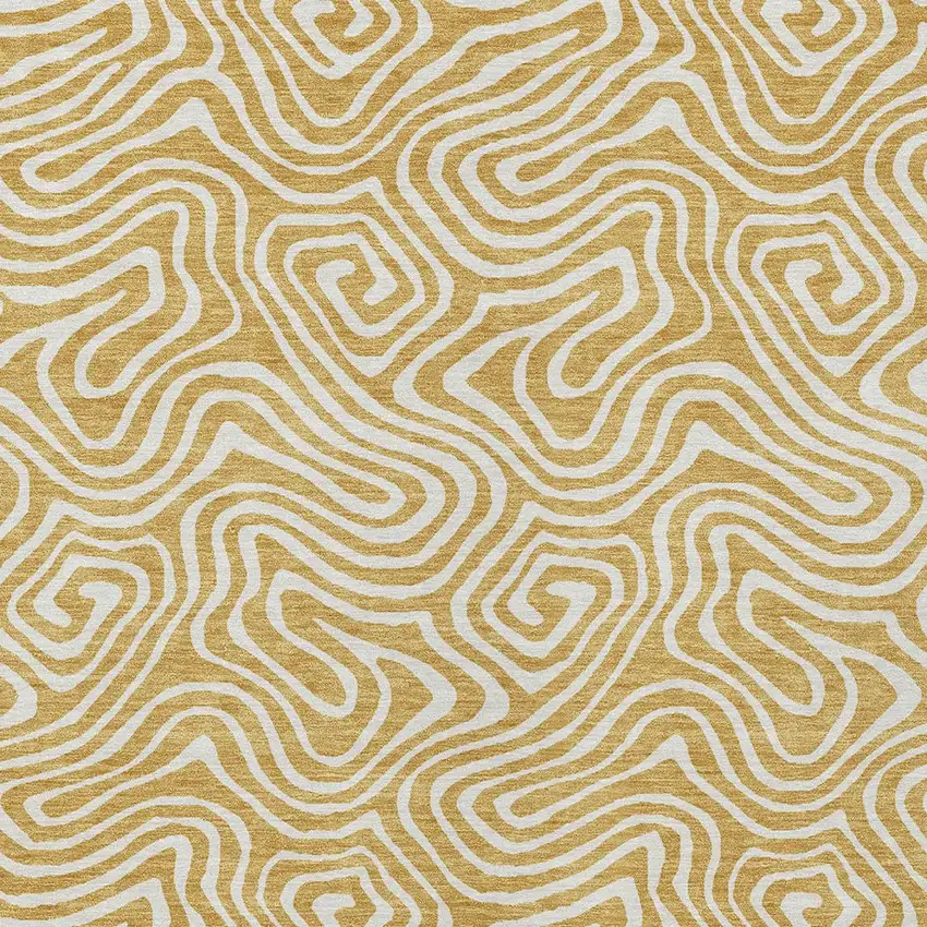 Gold And Ivory Abstract Washable Indoor Outdoor Area Rug Photo 7