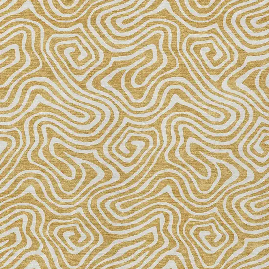 Gold And Ivory Abstract Washable Indoor Outdoor Area Rug Photo 7