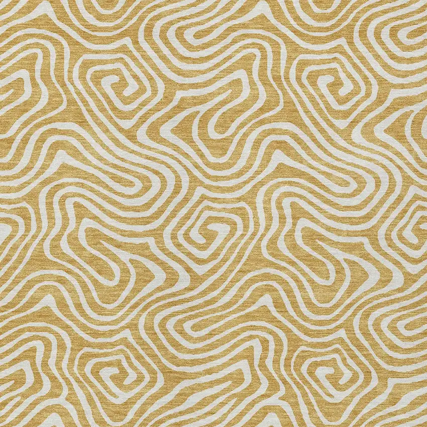Gold And Ivory Abstract Washable Indoor Outdoor Area Rug Photo 7