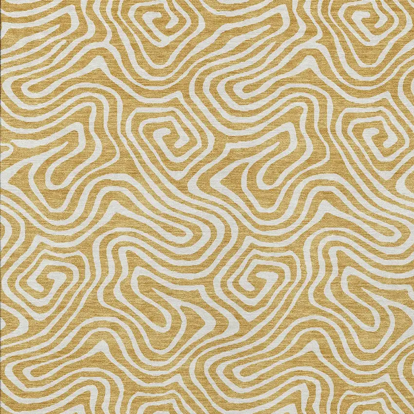 Gold And Ivory Abstract Washable Indoor Outdoor Area Rug Photo 7