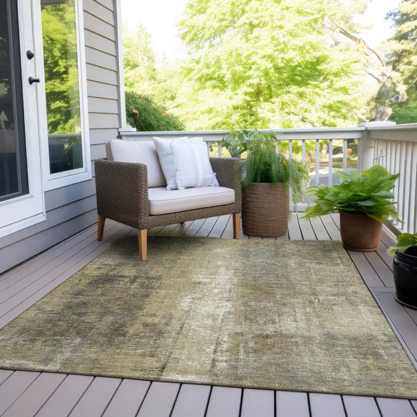 Gold And Ivory Abstract Washable Indoor Outdoor Area Rug Photo 8