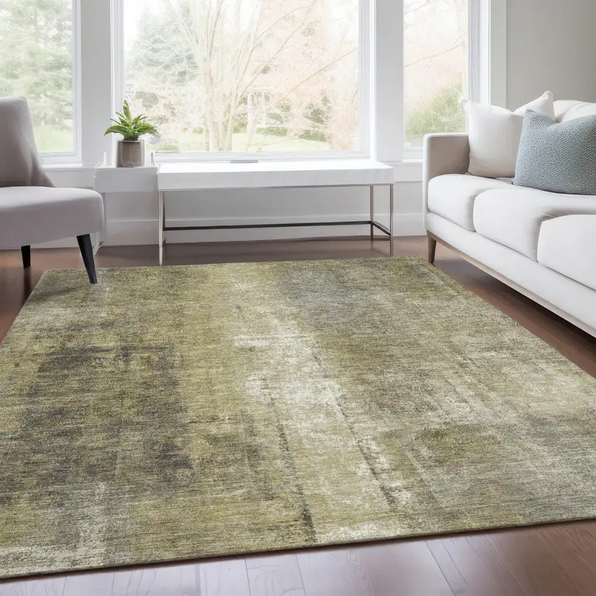 Gold And Ivory Abstract Washable Indoor Outdoor Area Rug Photo 7