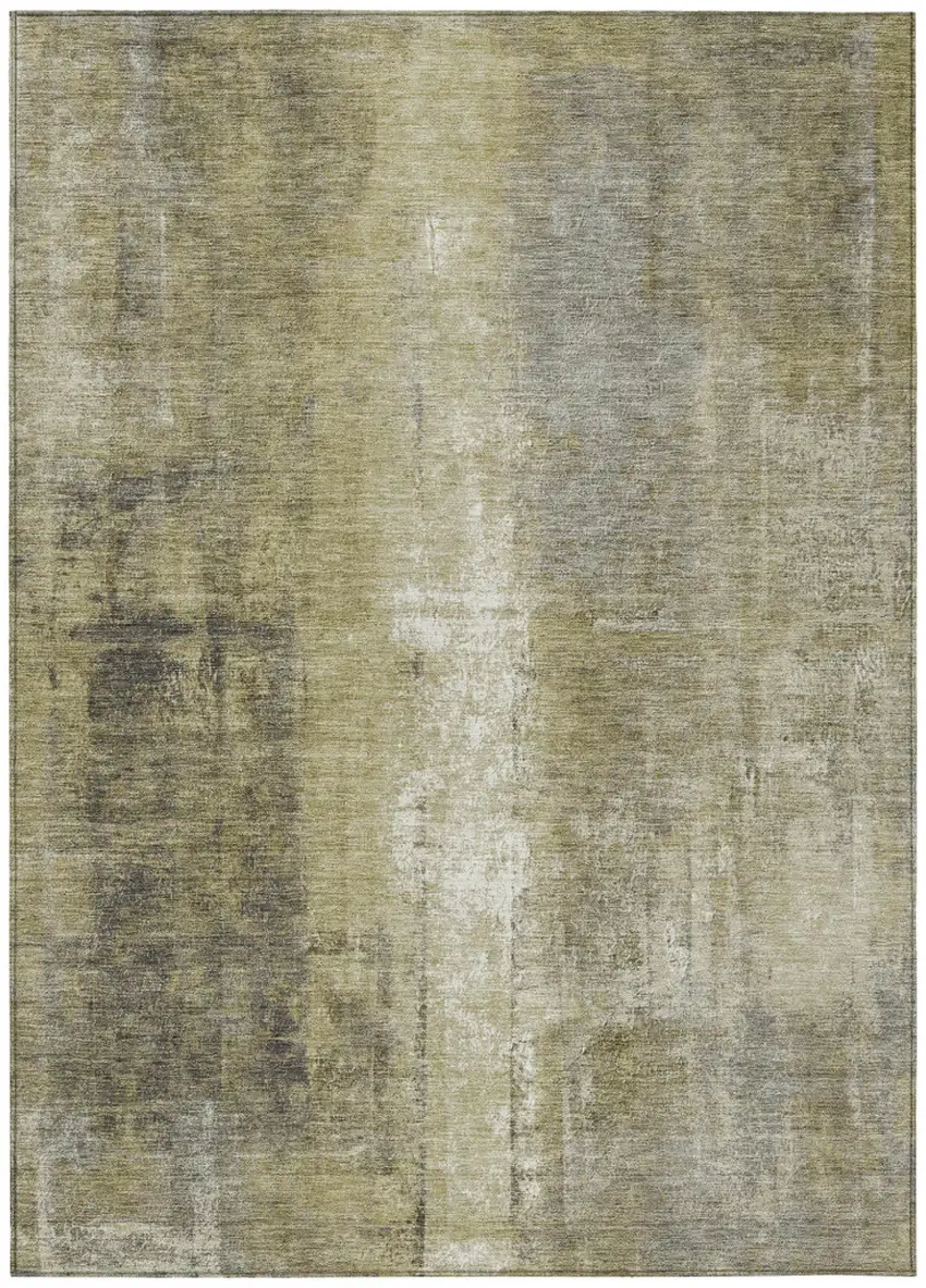 Gold And Ivory Abstract Washable Indoor Outdoor Area Rug Photo 1