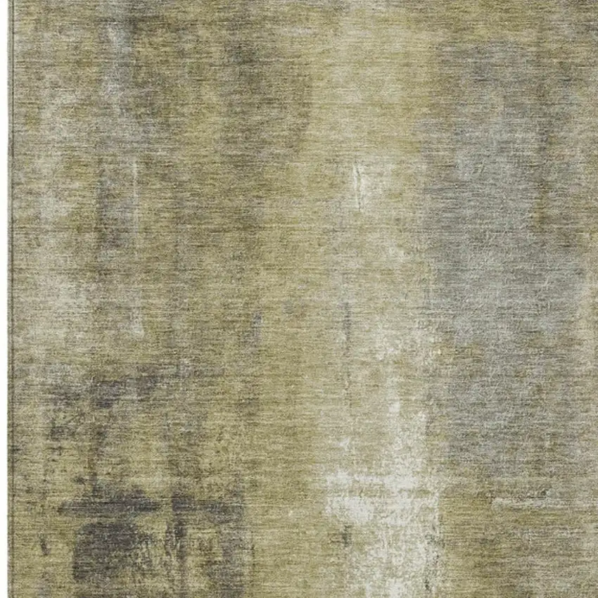 Gold And Ivory Abstract Washable Indoor Outdoor Area Rug Photo 3