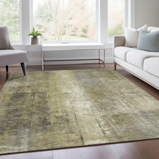 Gold And Ivory Abstract Washable Indoor Outdoor Area Rug Photo 6