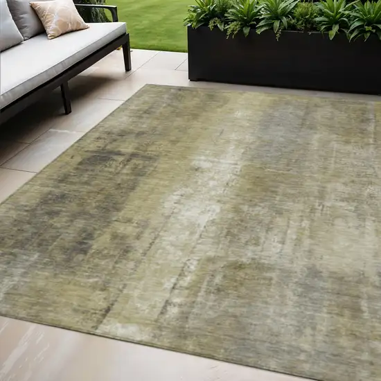 Gold And Ivory Abstract Washable Indoor Outdoor Area Rug Photo 2