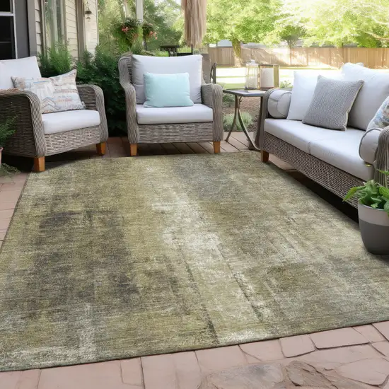 Gold And Ivory Abstract Washable Indoor Outdoor Area Rug Photo 5