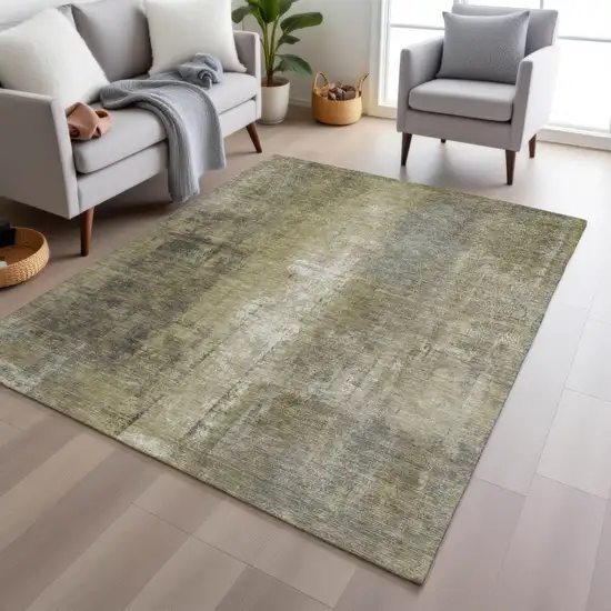 Gold And Ivory Abstract Washable Indoor Outdoor Area Rug Photo 6