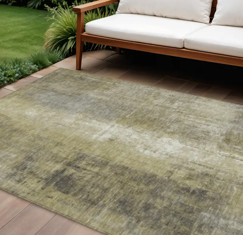 Gold And Ivory Abstract Washable Indoor Outdoor Area Rug Photo 2