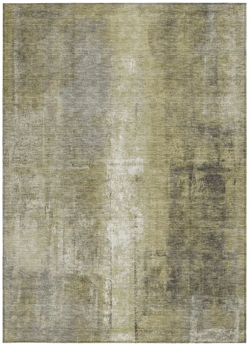 Gold And Ivory Abstract Washable Indoor Outdoor Area Rug Photo 3