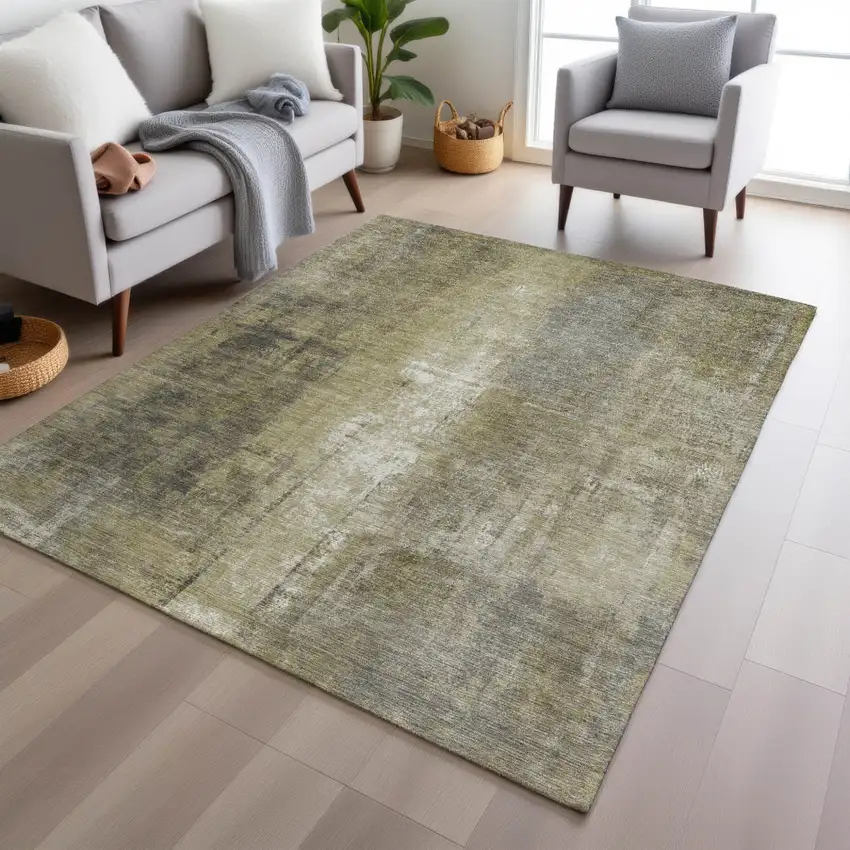 Gold And Ivory Abstract Washable Indoor Outdoor Area Rug Photo 6