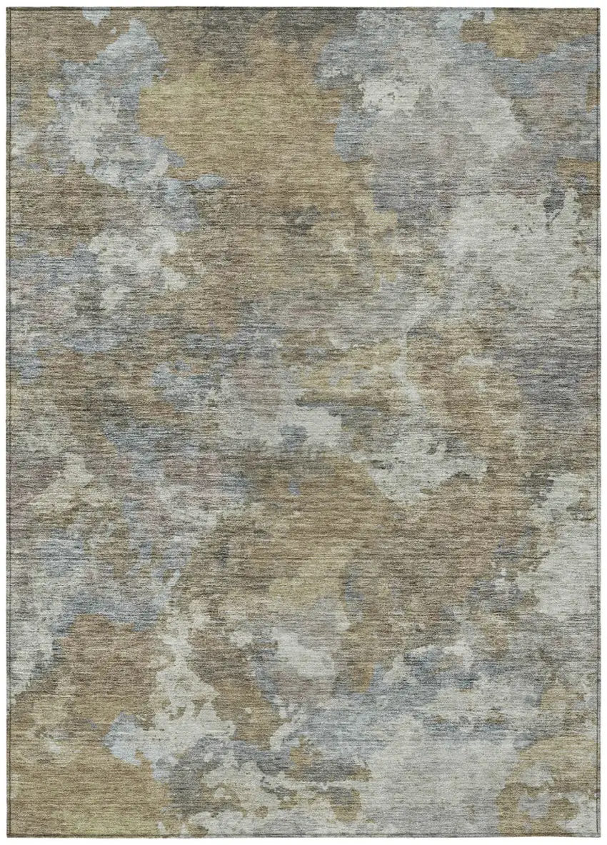 Gold And Ivory Abstract Washable Indoor Outdoor Area Rug Photo 7