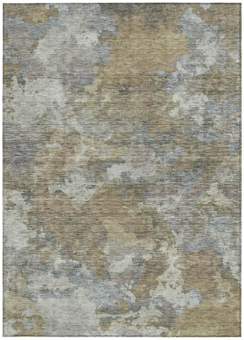 Gold And Ivory Abstract Washable Indoor Outdoor Area Rug Photo 8