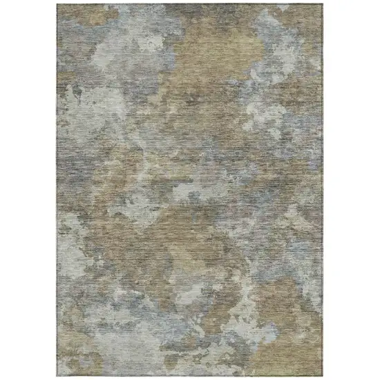 Gold And Ivory Abstract Washable Indoor Outdoor Area Rug Photo 8
