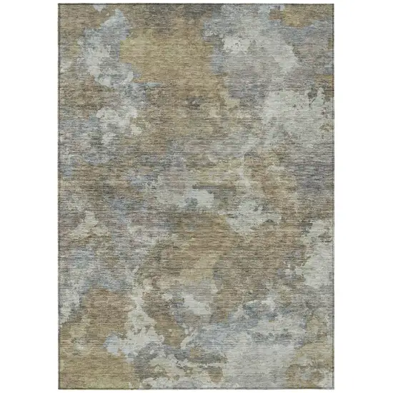 Gold And Ivory Abstract Washable Indoor Outdoor Area Rug Photo 7