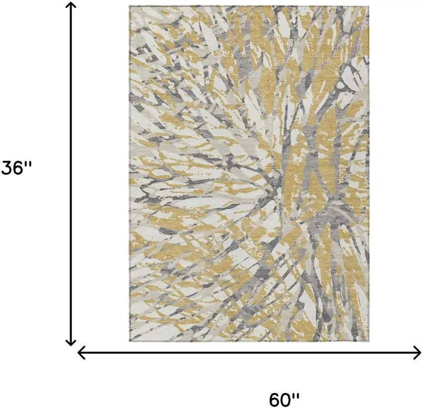 Gold And Ivory Abstract Washable Indoor Outdoor Area Rug Photo 8