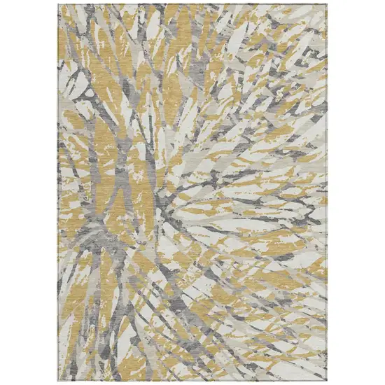 Gold And Ivory Abstract Washable Indoor Outdoor Area Rug Photo 4