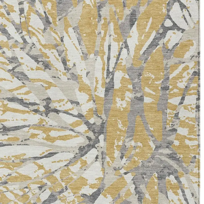 Gold And Ivory Abstract Washable Indoor Outdoor Area Rug Photo 5